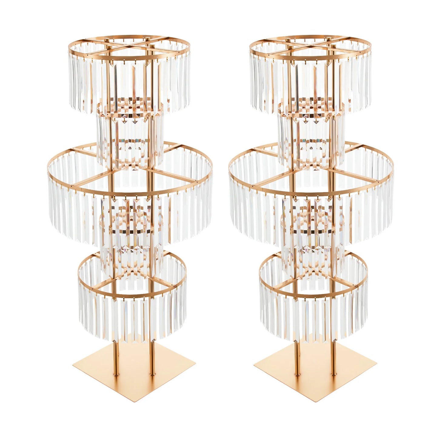 5-Tier Gold Wedding Flower Stand Crystal Style Floor Centerpiece