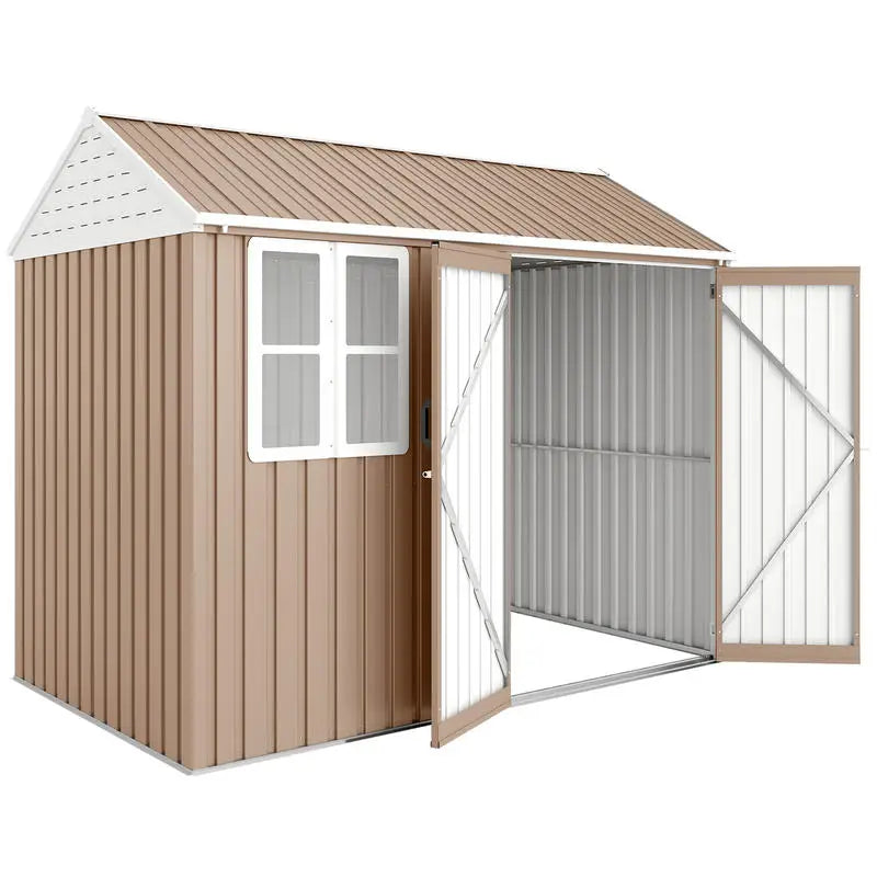 Metal Garden Storage Shed With Doors Window And Air Vents