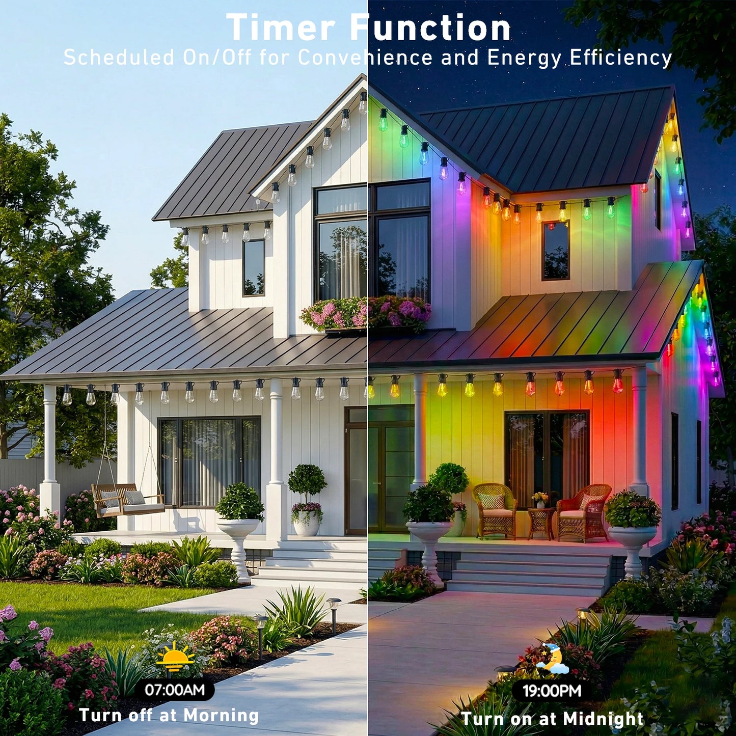 RGB IC Outdoor String Lights IP67 Dimmable DreamColor LEDs