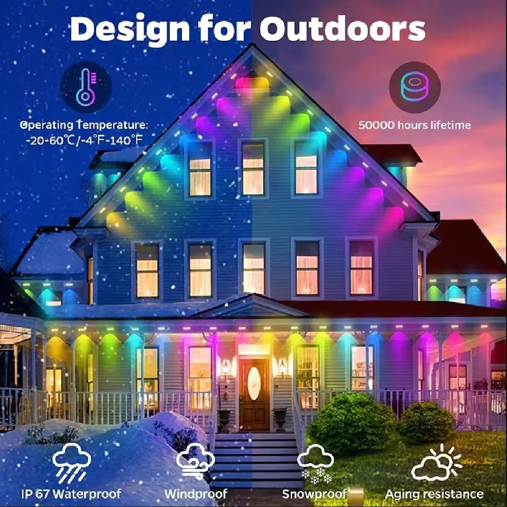 Smart Outdoor LED String Lights IP67 Waterproof With App Control