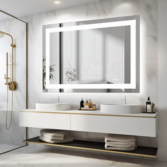 JHK LED Vanity Mirror With Memory Function Tempered Glass Backlit