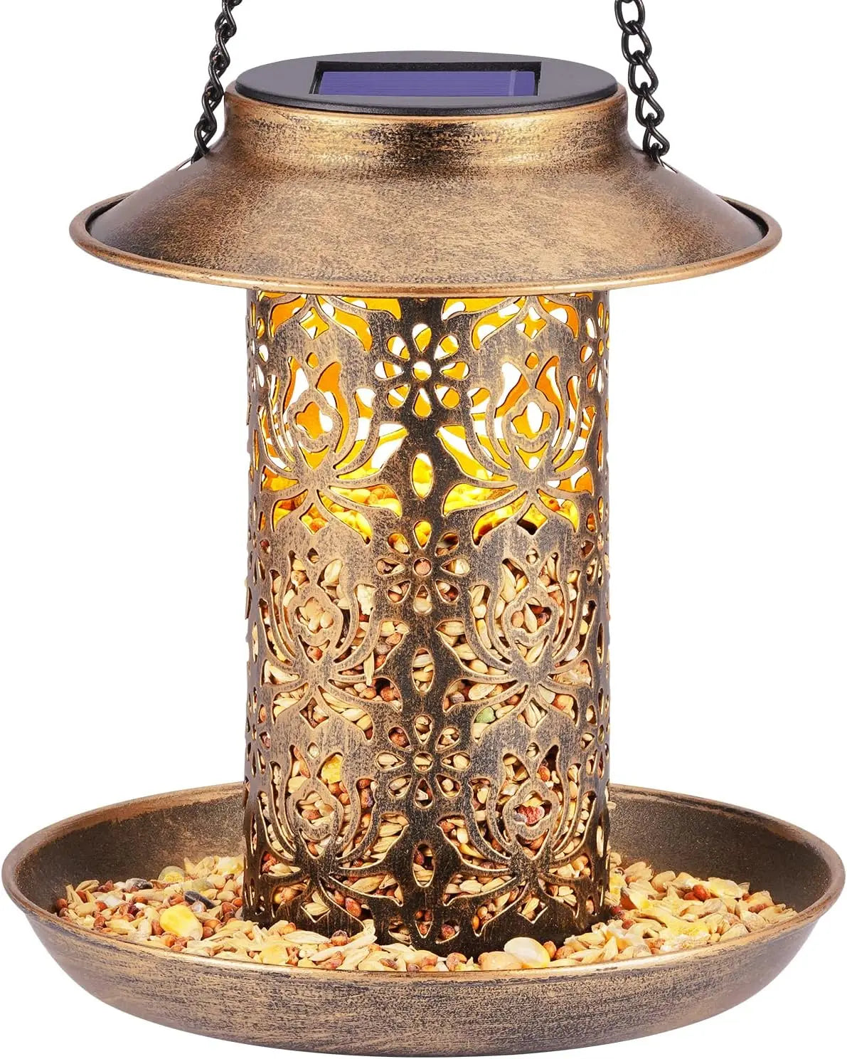 Solar Bird Feeder Outdoors Hanging Garden Lantern With S Hook