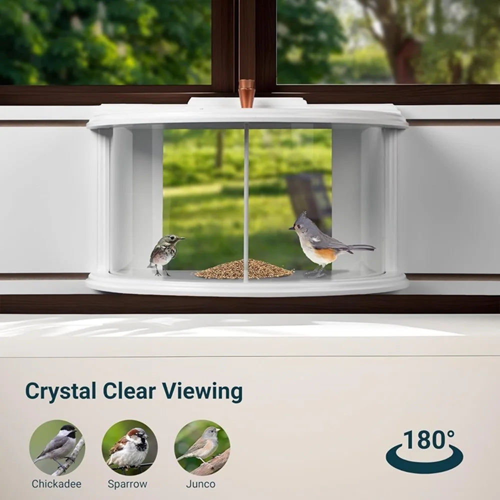 Window Bird Feeder With Clear View Tray For Recessed Windows