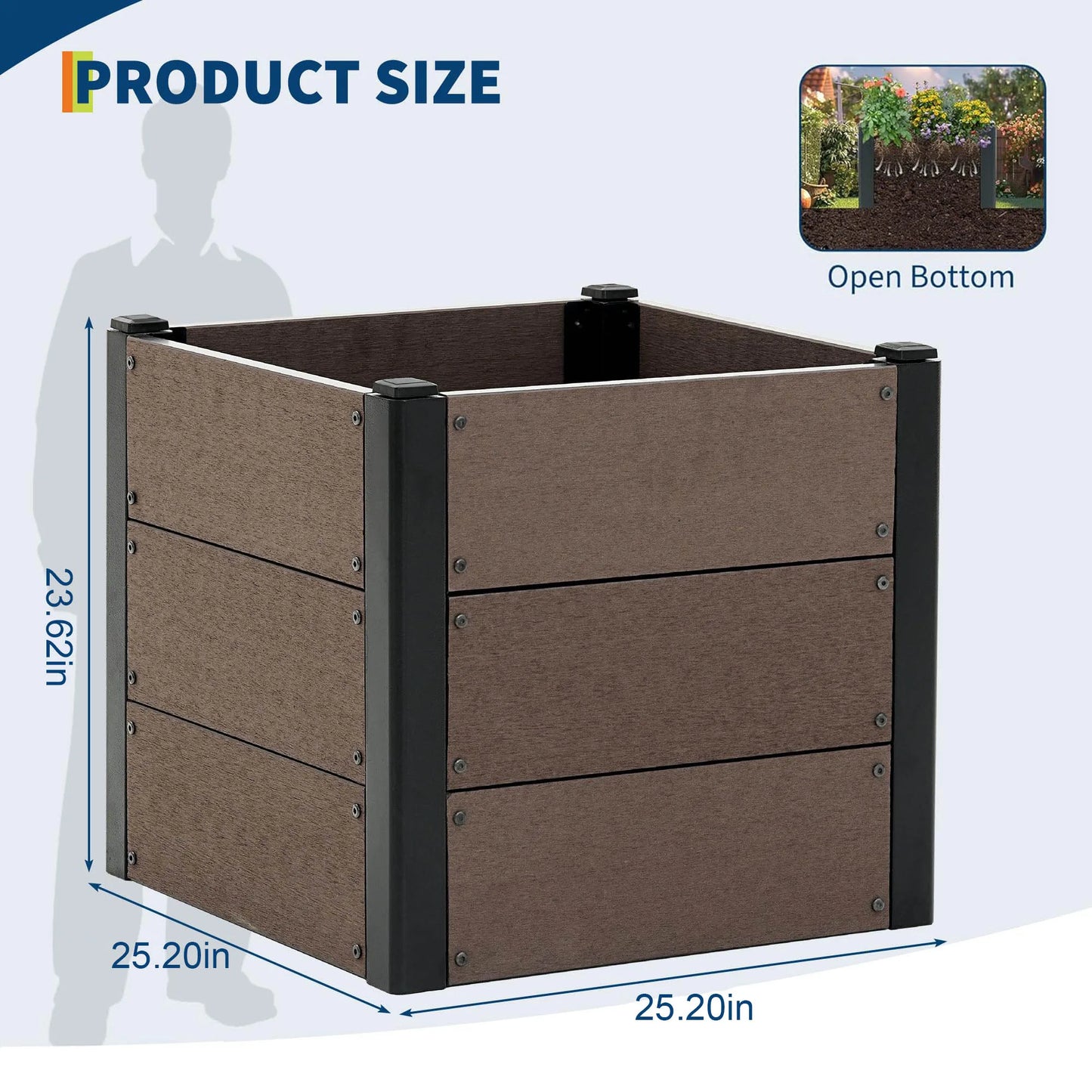HiMISS Elevated Raised Garden Bed Durable Composite Planter Box Deep Root
