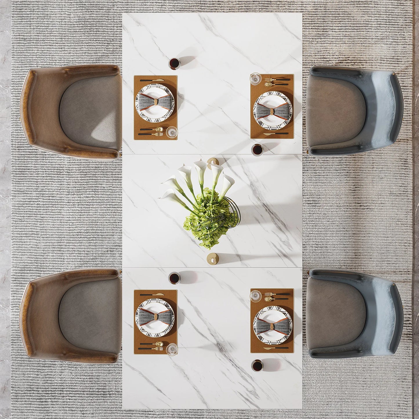 Tribesigns Rectangular Dining Table For 4 To 6 With Faux Marble Top
