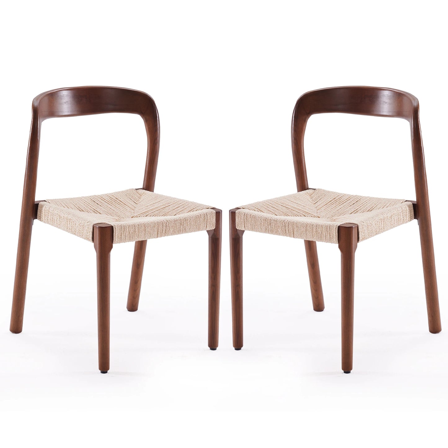 FARINI Ash Wood Stackable Dining Chairs Midcentury Modern Set 2