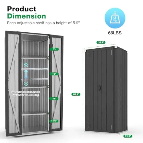 Outdoor Storage Cabinet Waterproof Weatherproof With Internal Shelves Garden