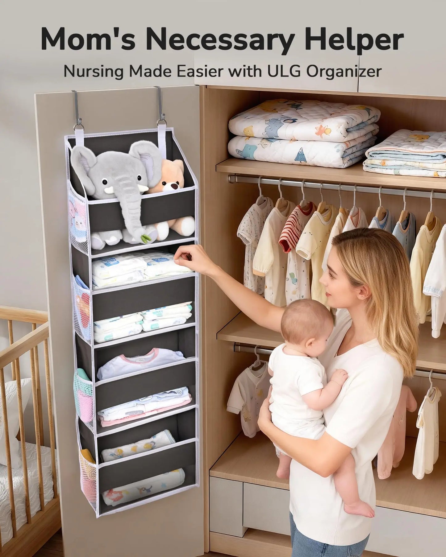 Over Door Organizer 5 Shelf Hanging Storage Anti Tilt 44lb