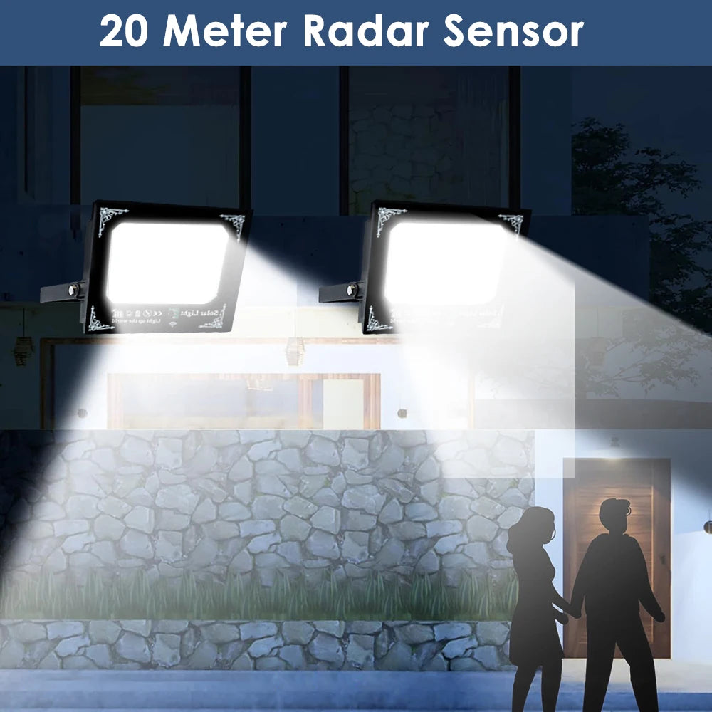 Solar Powered 500W LED Dual Head Flood Light For Garden