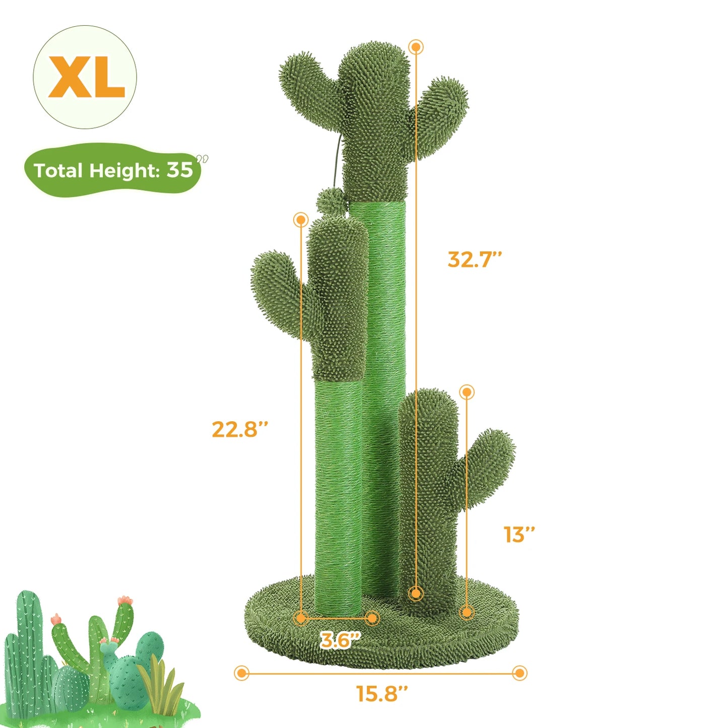 PEQULTI CN Cactus Cat Tree With Condo And Hammock For Indoor Cats