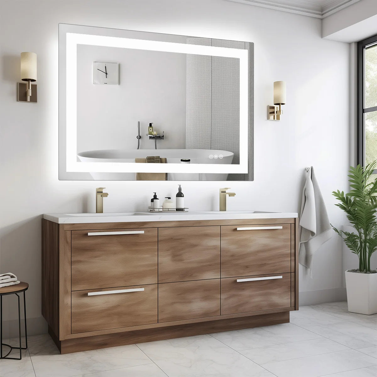 JHK LED Vanity Mirror With Memory Function Tempered Glass Backlit