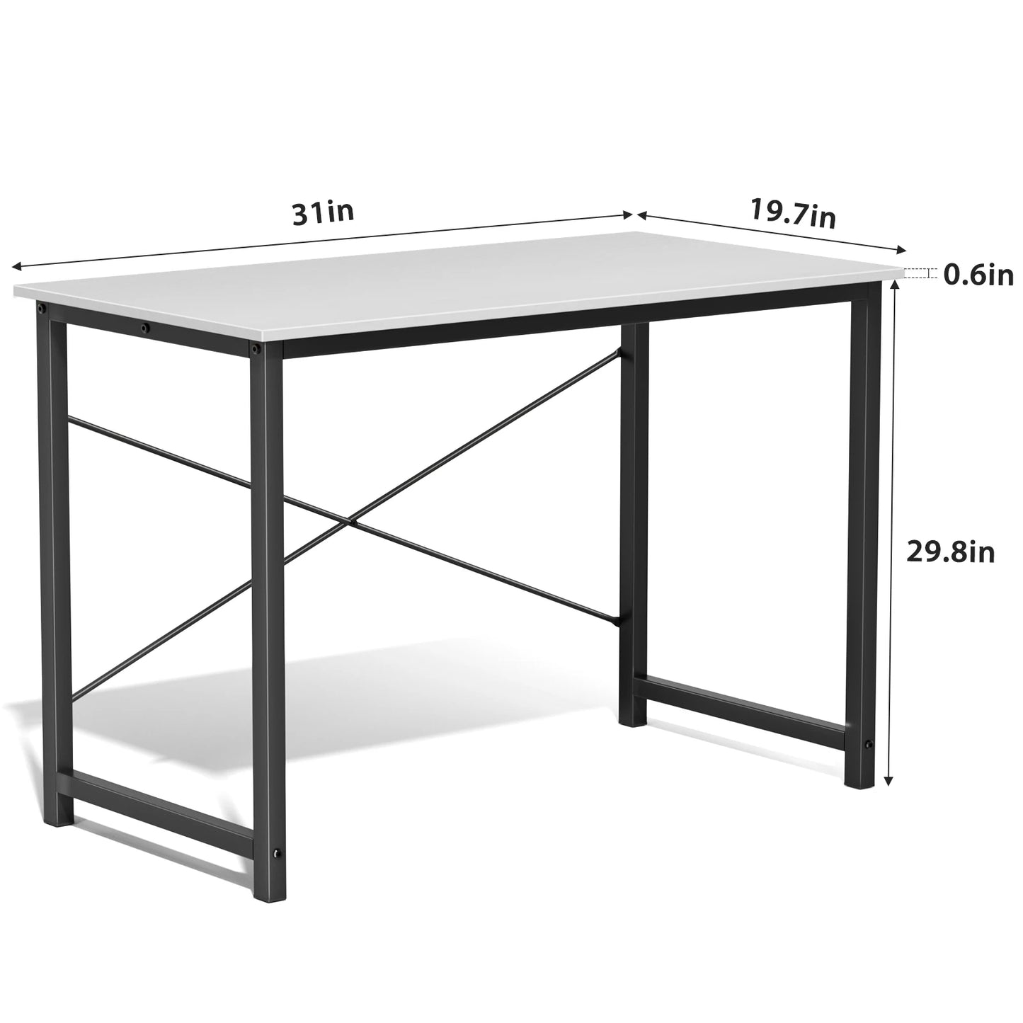 JHK Gaming Computer Desk With Wood Tabletop And Metal Frame