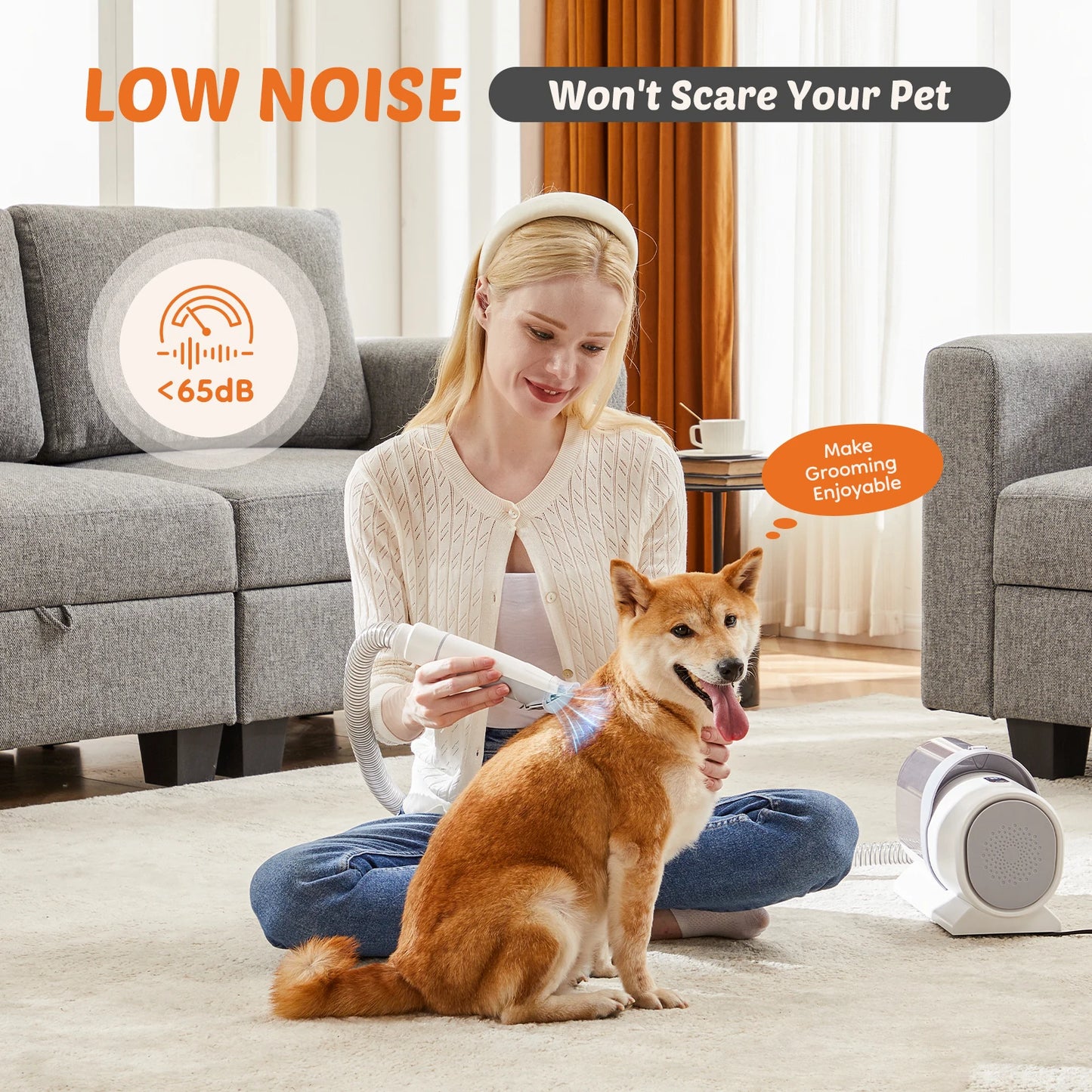 Pet Grooming Vacuum Kit With 3 Suction Modes Cordless Clippers