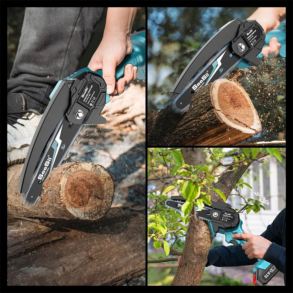Seesii Cordless Mini Chainsaw For Wood Cutting And Tree Trimming