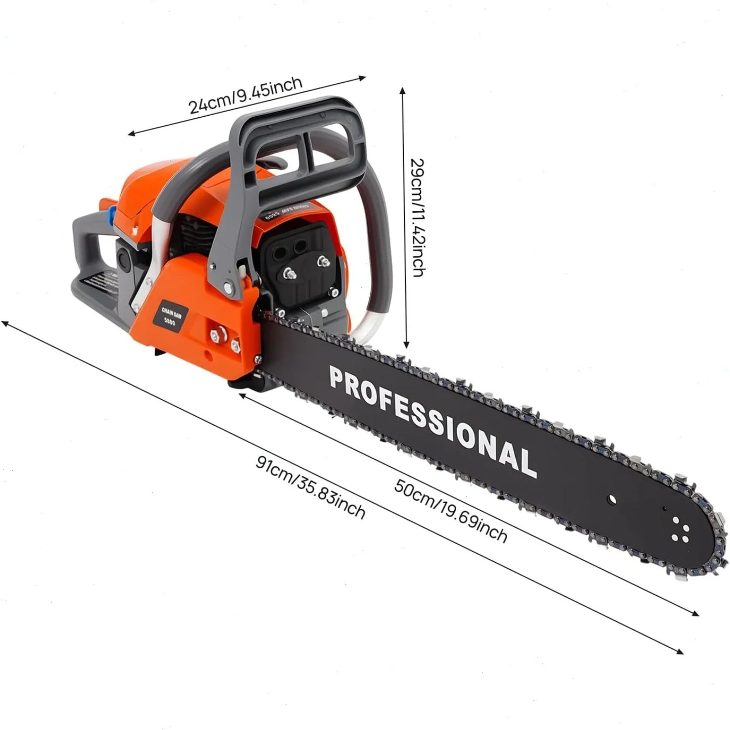 Bymaocar Gas Powered Chainsaw 58cc For Wood Cutting And Gardening