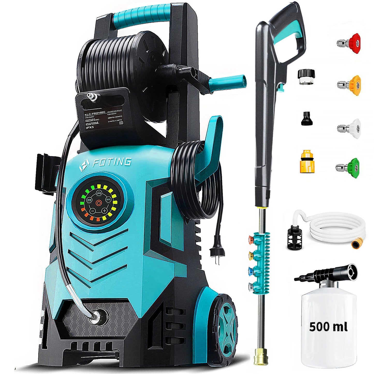 FF FOTING 5000 PSI 3.6 GPM Pressure Washer With 8 Level Touch Screen Foam Cannon