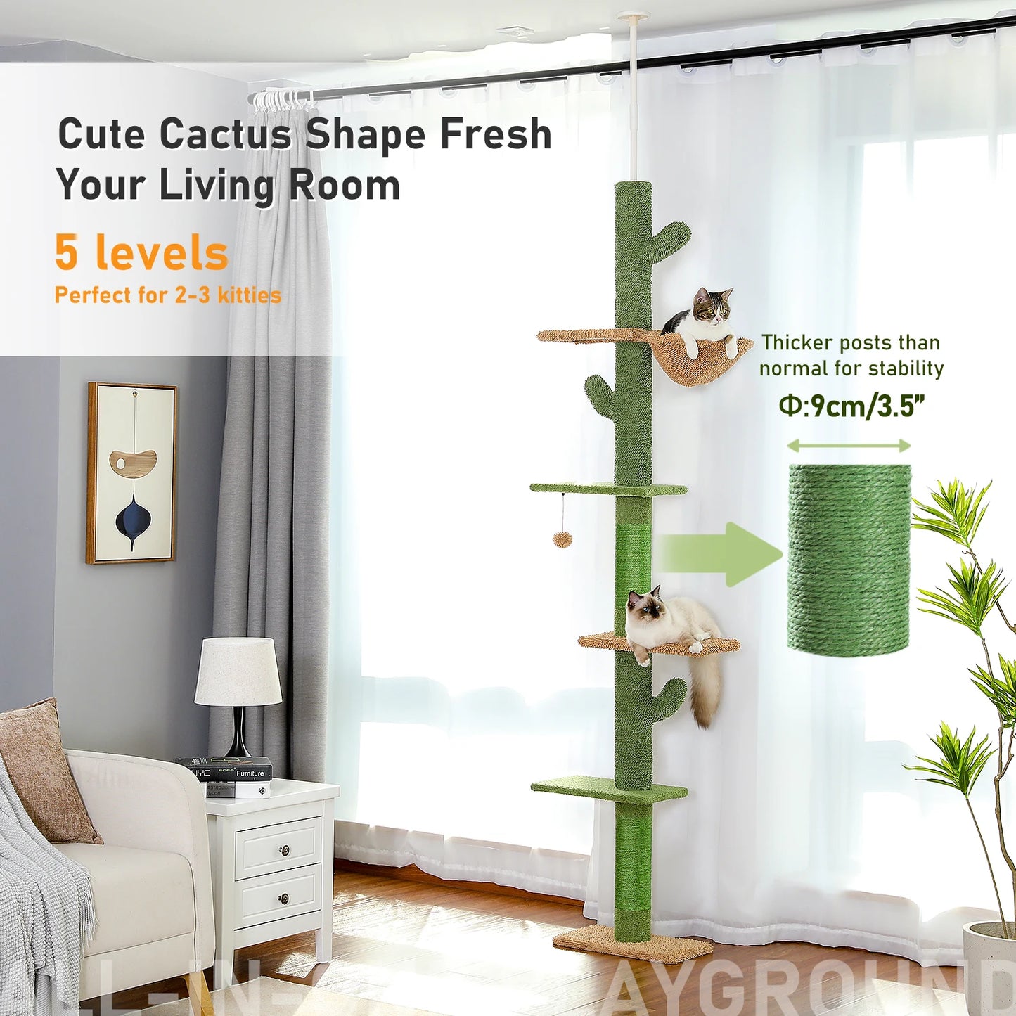 PAWZ Road Cat Tree FiveTier Floor To Ceiling Tower Indoor