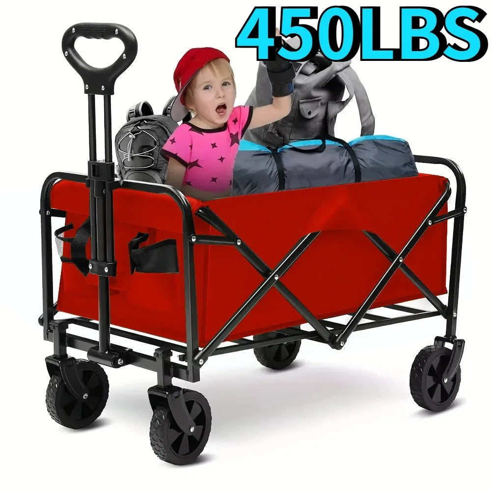 Foldable Heavy Duty Utility Wagon Cart For Groceries And Gardening