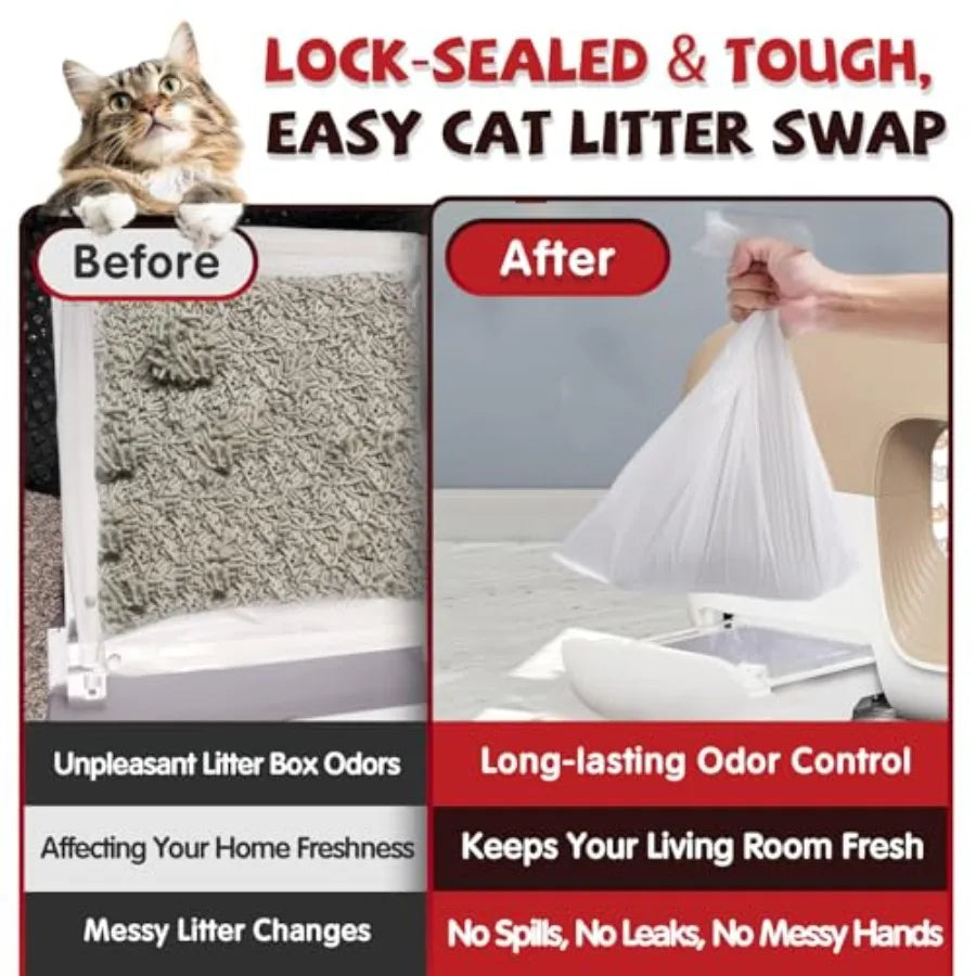 Cat Litter Bags 200 Pcs Self-Sealing Drawer Liner Thickened Wear-Resistant