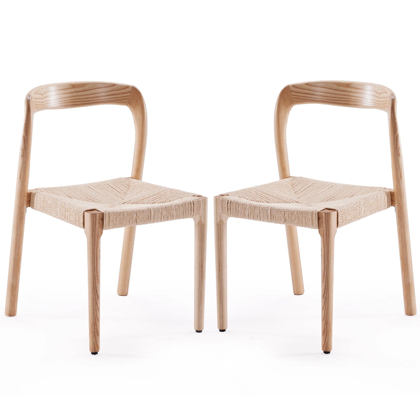 FARINI Ash Wood Stackable Dining Chairs Midcentury Modern Set 2