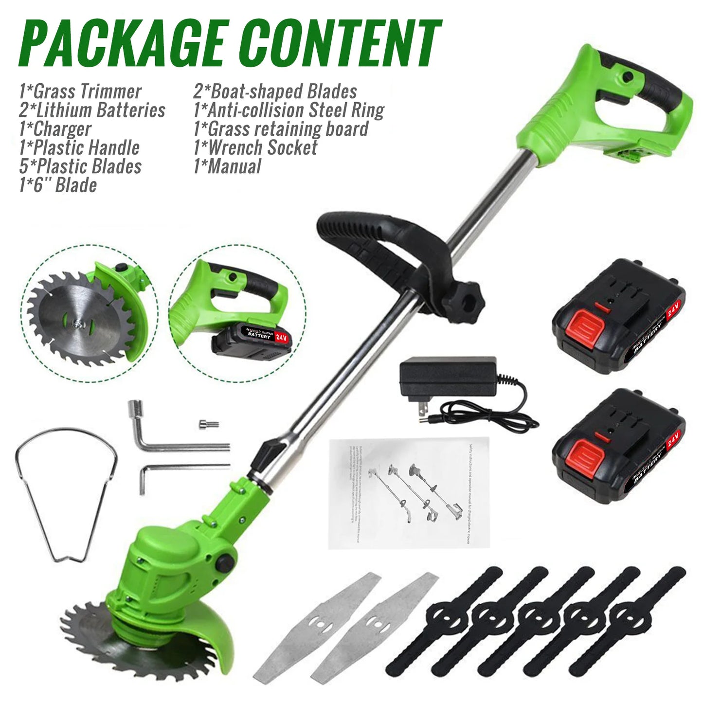 Cordless Electric Weed Trimmer 2 In 1 Lawn Edger Cutter