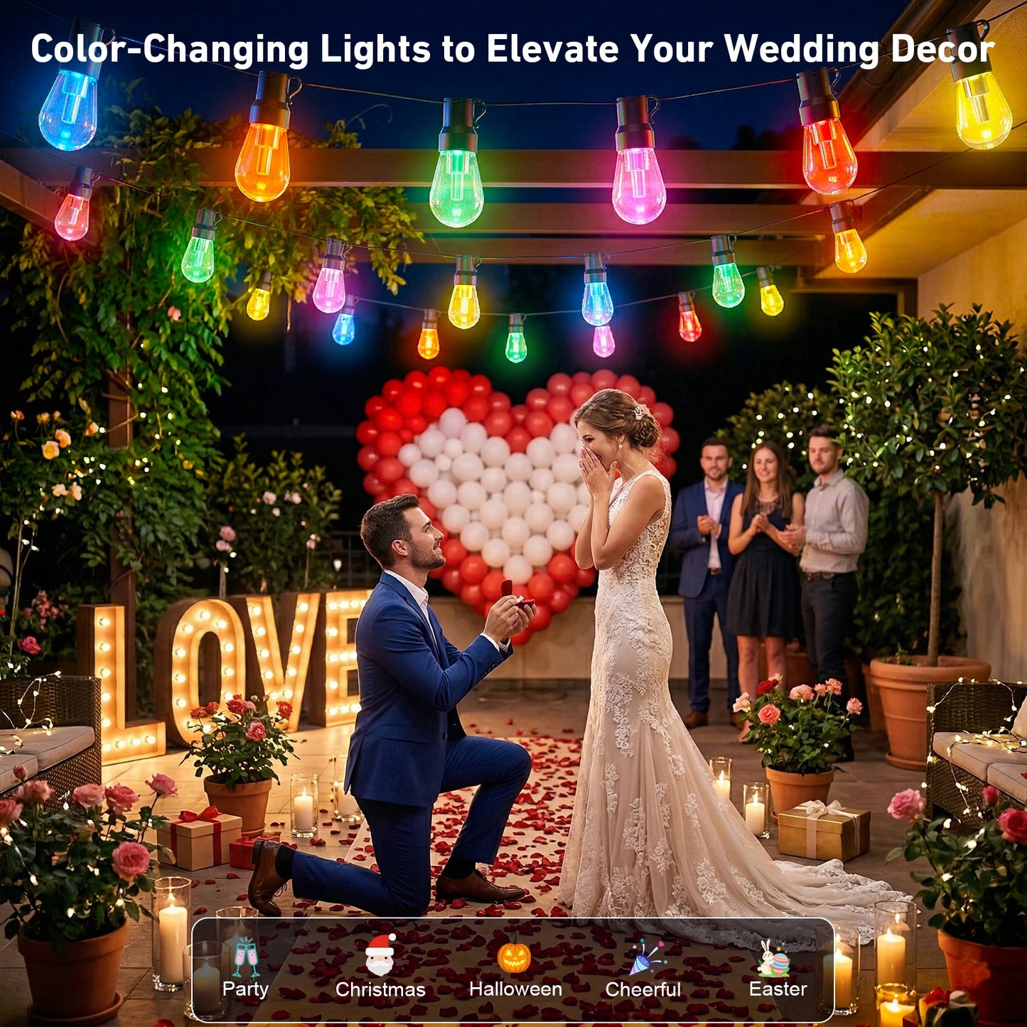 RGB IC Outdoor String Lights IP67 Dimmable DreamColor LEDs