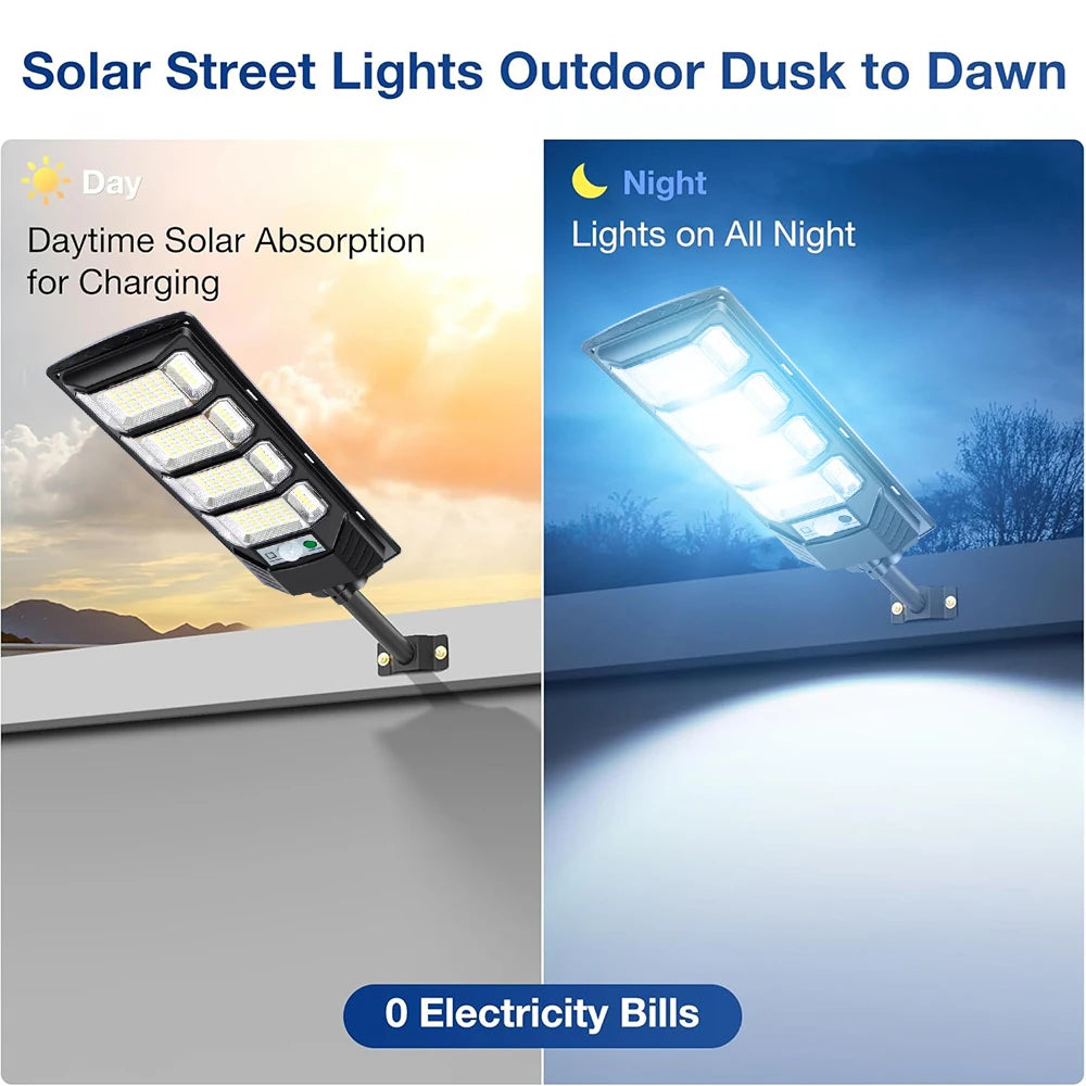 80000LM Solar LED Street Light with Motion Sensor Waterproof Garden Lamp