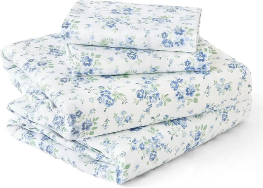 4 Piece Sheet Set Soft Breathable Polyester Cotton Bedding Wrinkle Free