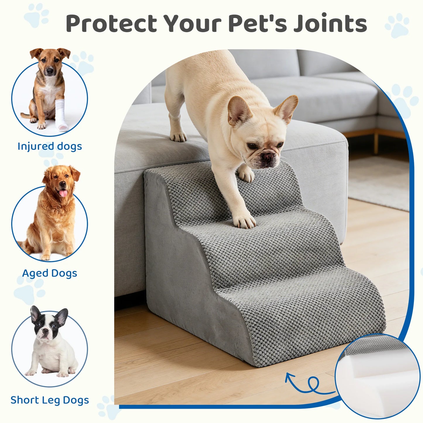 High Density Foam Dog Stairs Curved Ramp Indoor Non Slip