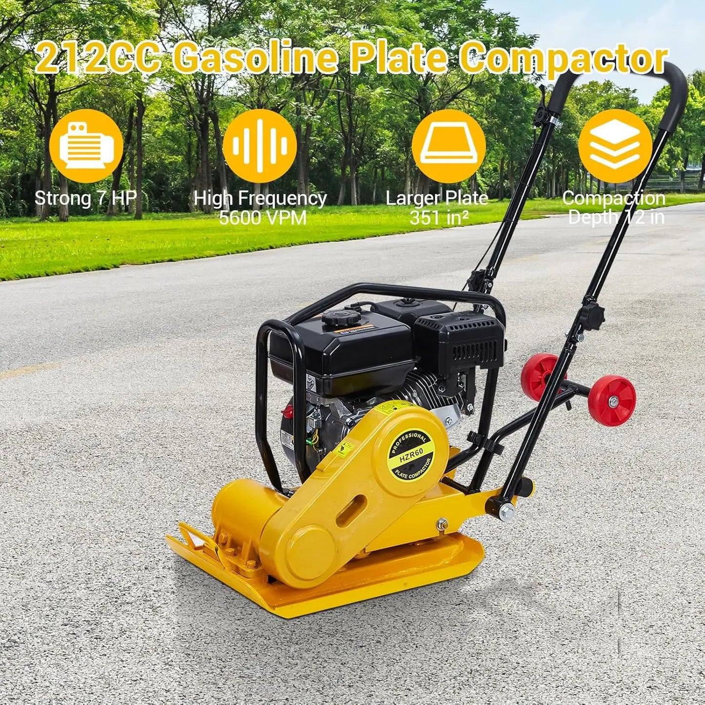 Twister.CK Plate Compactor 7HP Gas Engine 212cc 5600 VPM