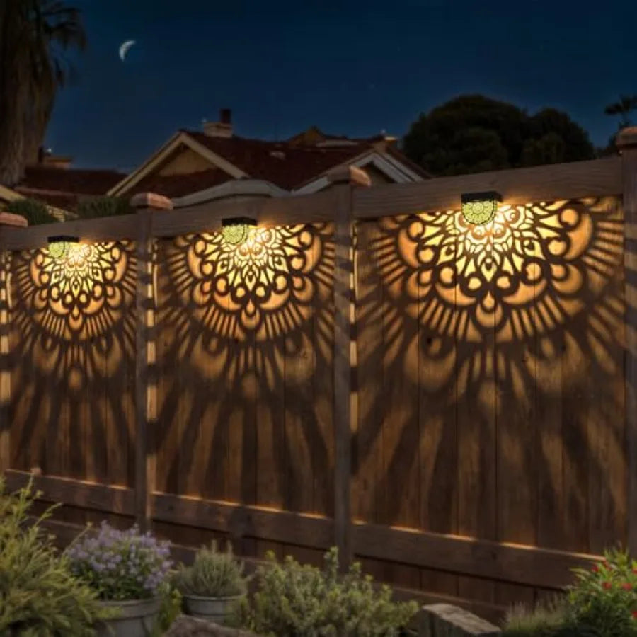 Solar Fence Lights Outdoor Wall Deck Step Lights Mandala Theme