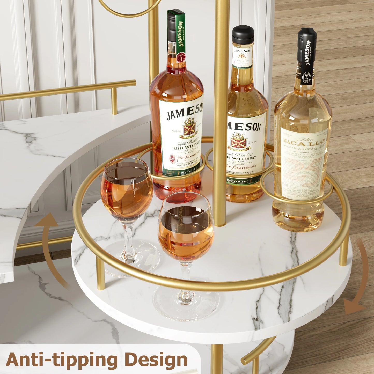 TWISTER.CK Cart On Wheels With 4-Tier Storage And Wine Rack