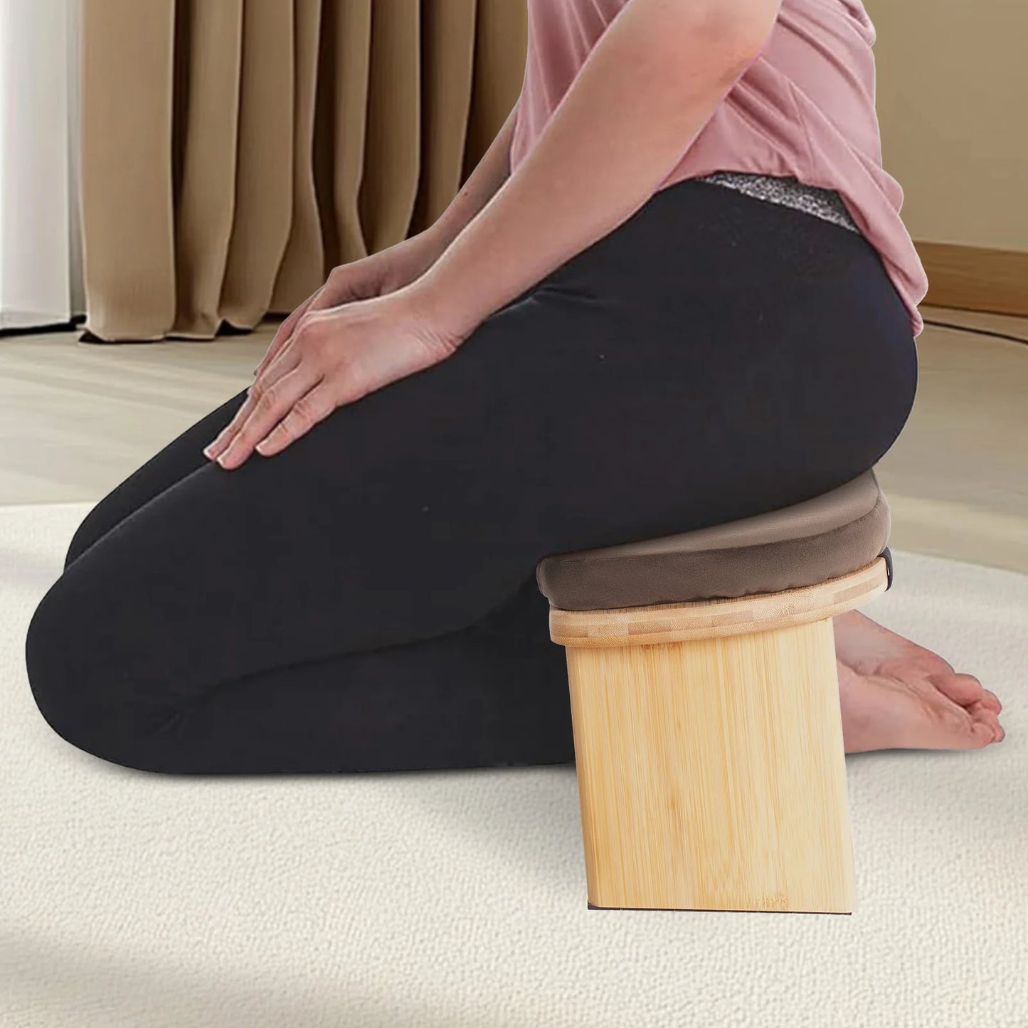 Bymaocar Foldable Meditation Bench Kneeling Stool for Home Yoga Prayer