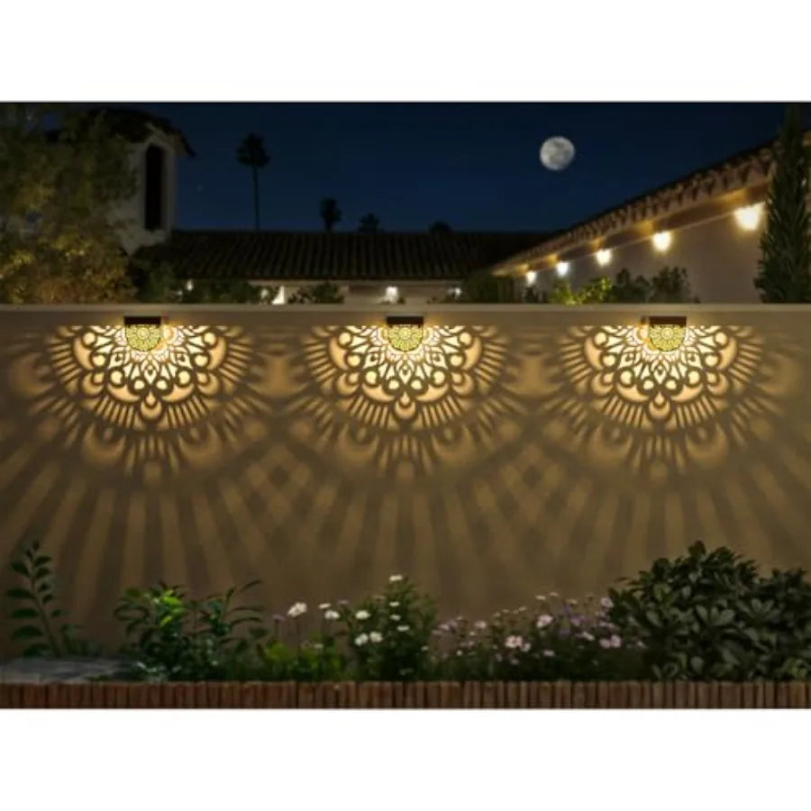 Solar Fence Lights Outdoor Wall Deck Step Lights Mandala Theme