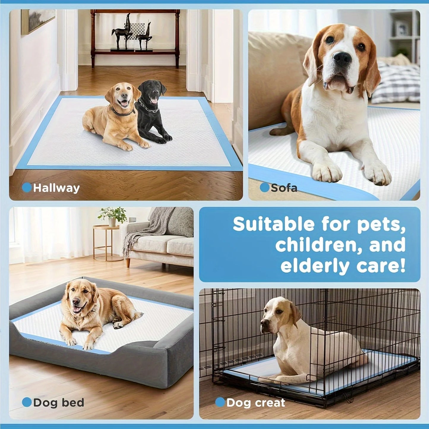 8-Layer Super Absorbent Dog Pee Pads Leak-Proof Odor-Resistant