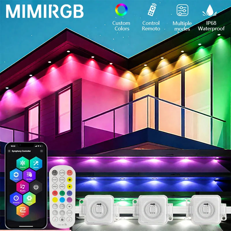 MIMIRGB Outdoor LED String Lights Eaves Decoration Bluetooth App