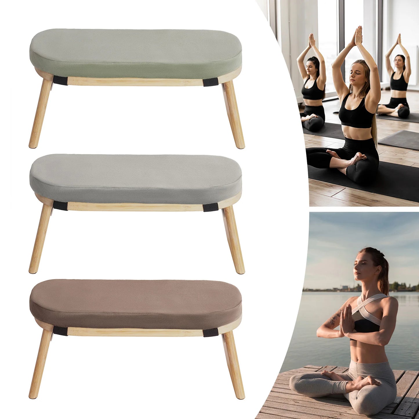 Bymaocar Foldable Meditation Bench Kneeling Stool for Home Yoga Prayer