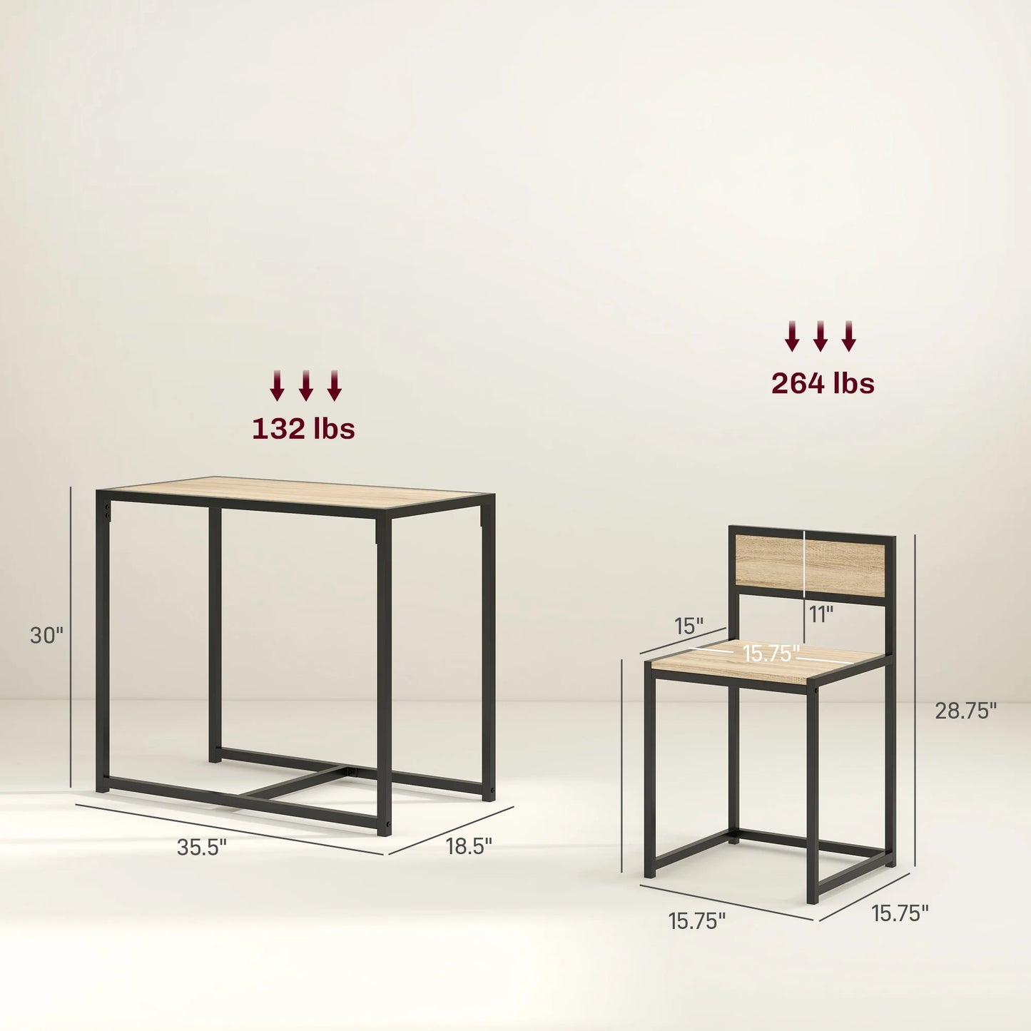 HOMCOM Small Dining Table Set for Two Compact Kitchen