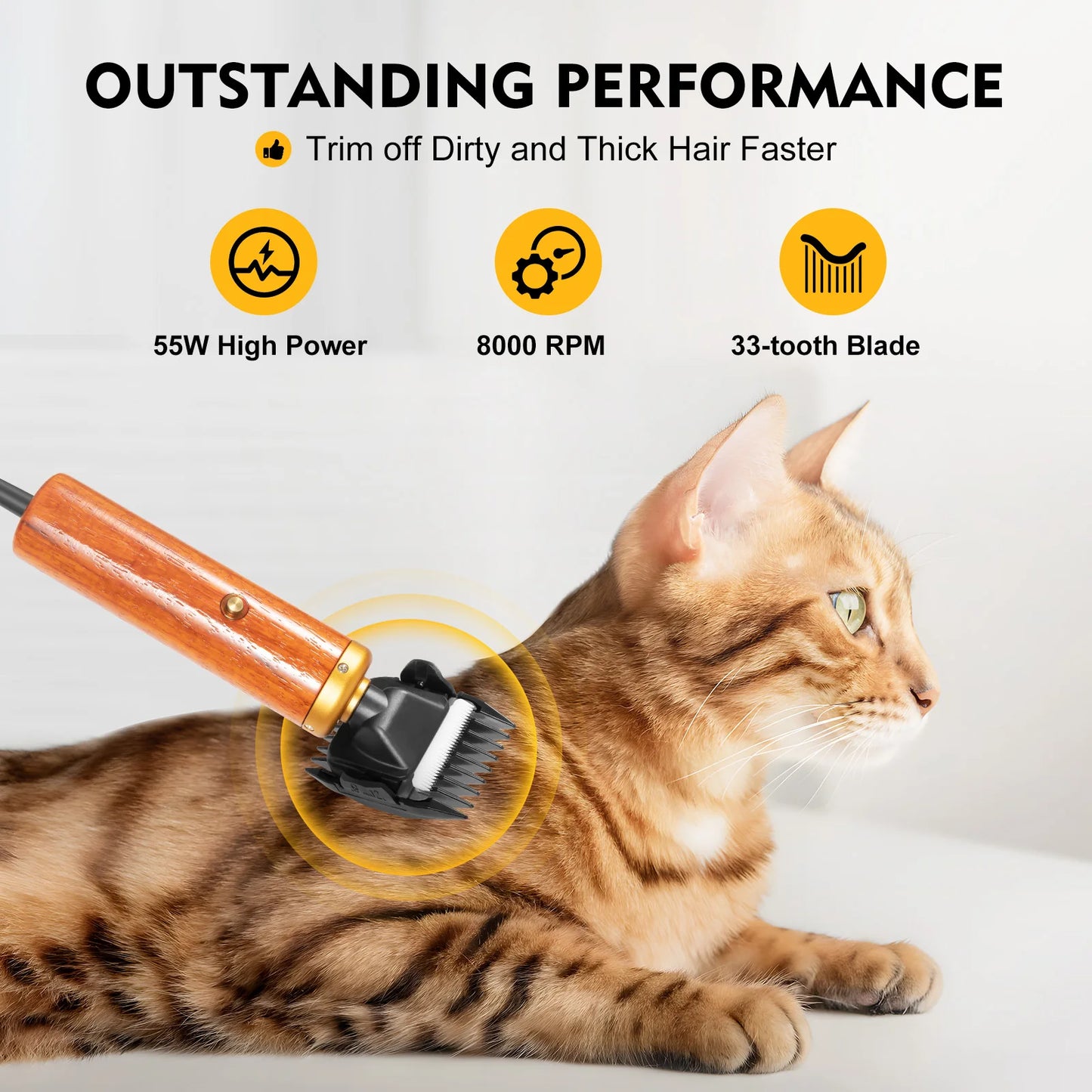 Bymaocar Electric Pet Clipper 55W Corded Dogs Goats Shears Low Noise