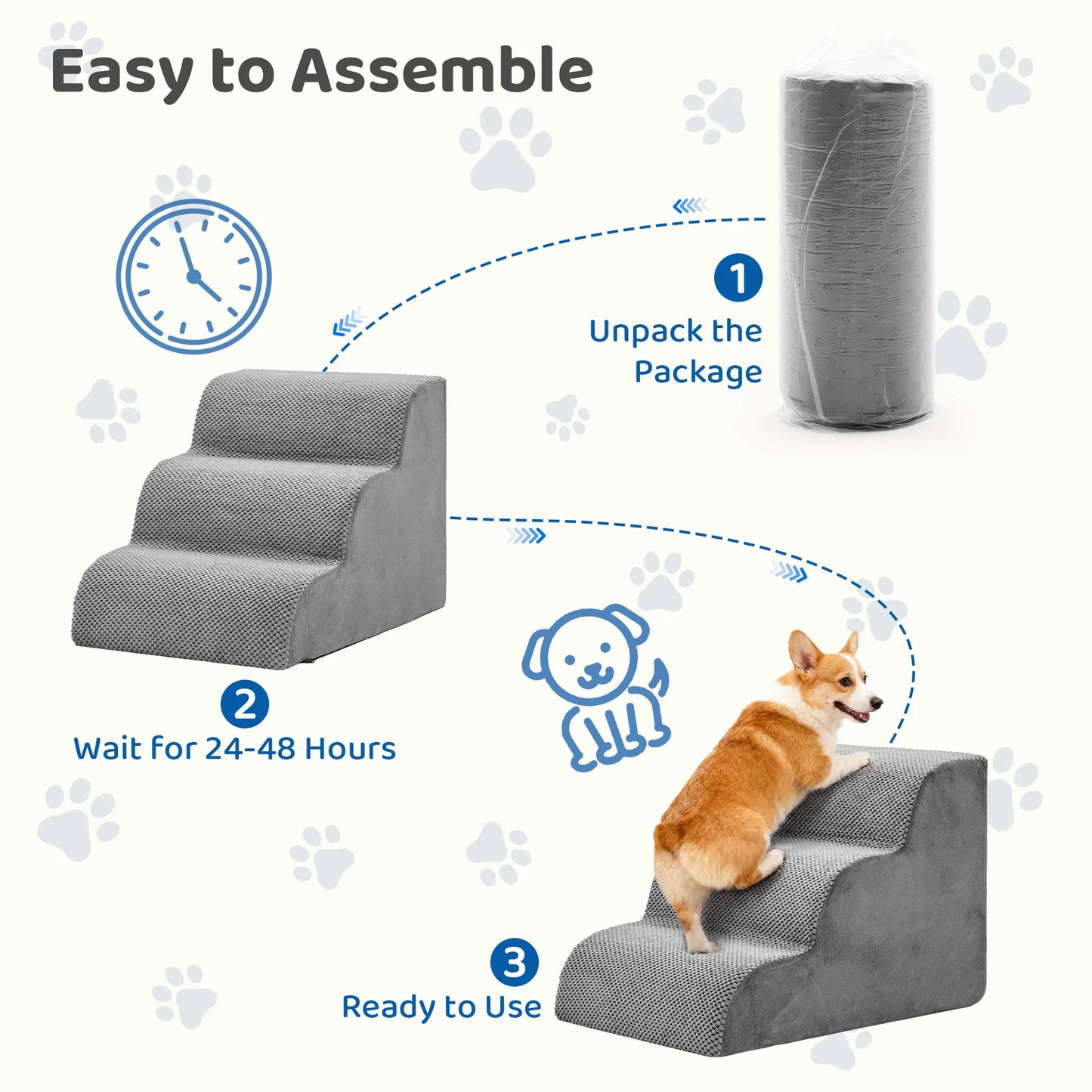 High Density Foam Dog Stairs Curved Ramp Indoor Non Slip