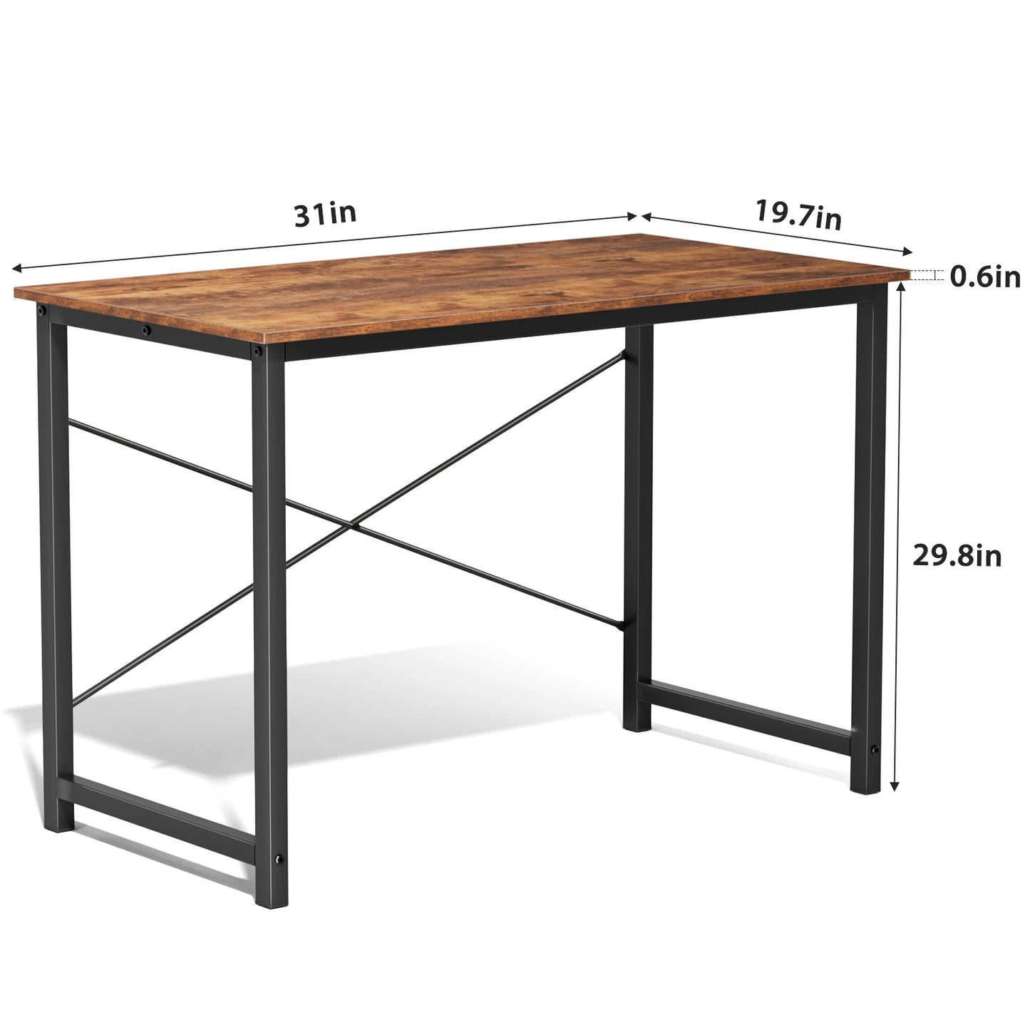 JHK Gaming Computer Desk With Wood Tabletop And Metal Frame