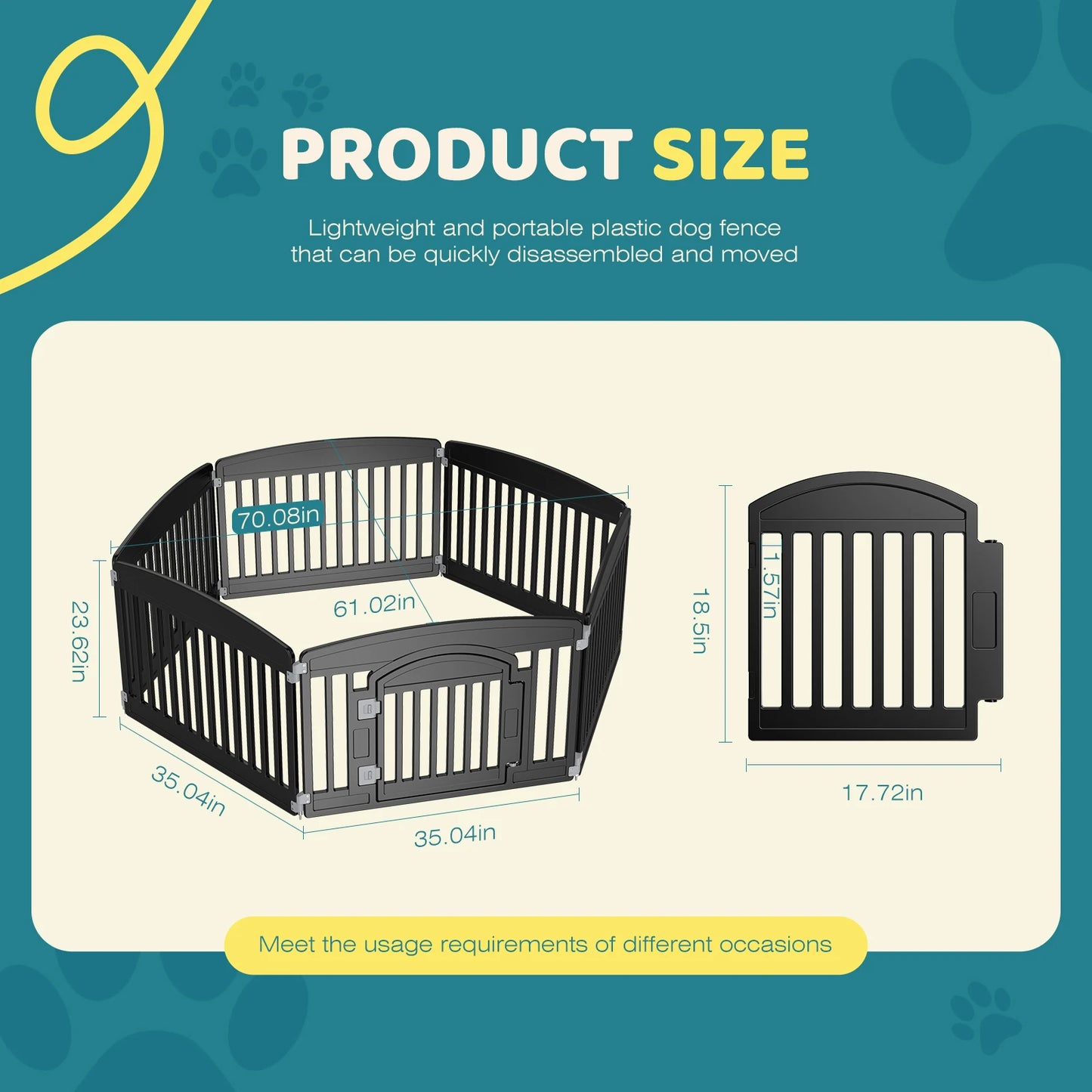 JHK Plastic Dog Playpen Expandable Portable Fence For Medium Dogs Indoor Outdoor