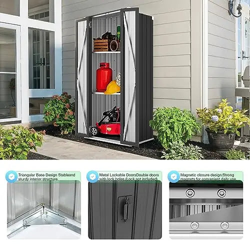Outdoor Storage Cabinet Waterproof Weatherproof With Internal Shelves Garden