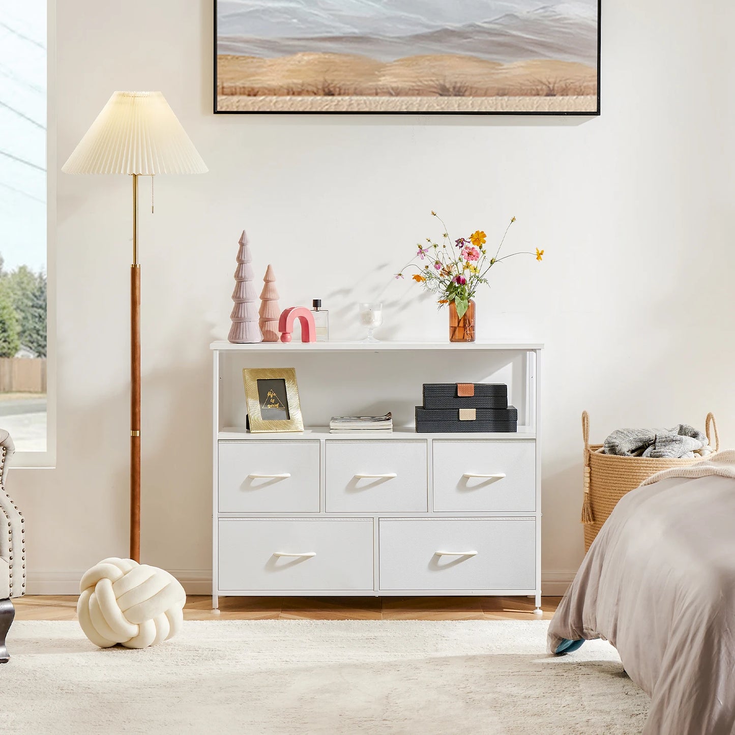 JHK Wardrobe Chest With Fabric Drawers For Bedroom Storage Cabinet