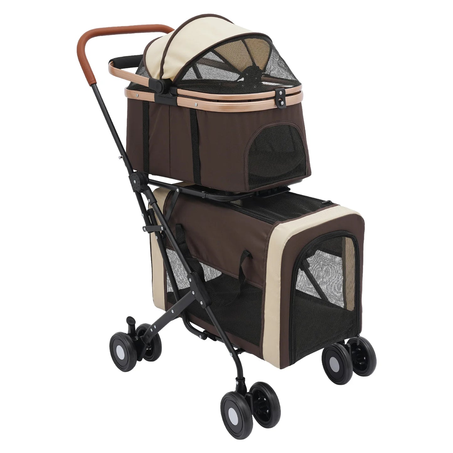 Bymaocar Foldable Pet Stroller for Small and Medium Dogs Two Tier Load 35kg