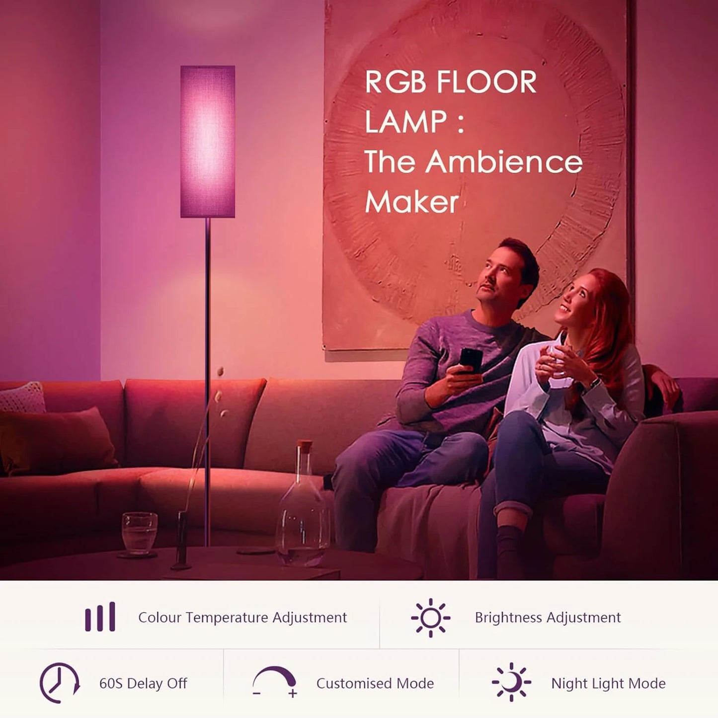 Modern RGB Floor Lamp With Foot Switch For Living Room