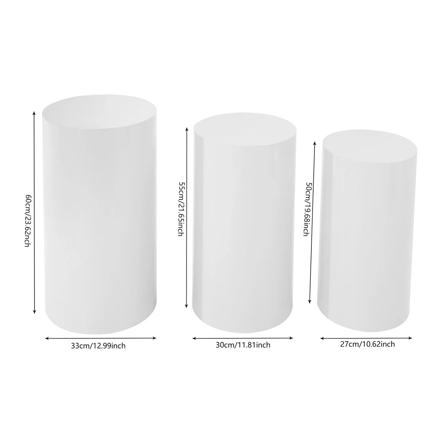 Round Cylinder Pedestal Stand Set 5 or 3 Pieces Freestanding Metal Cake Display