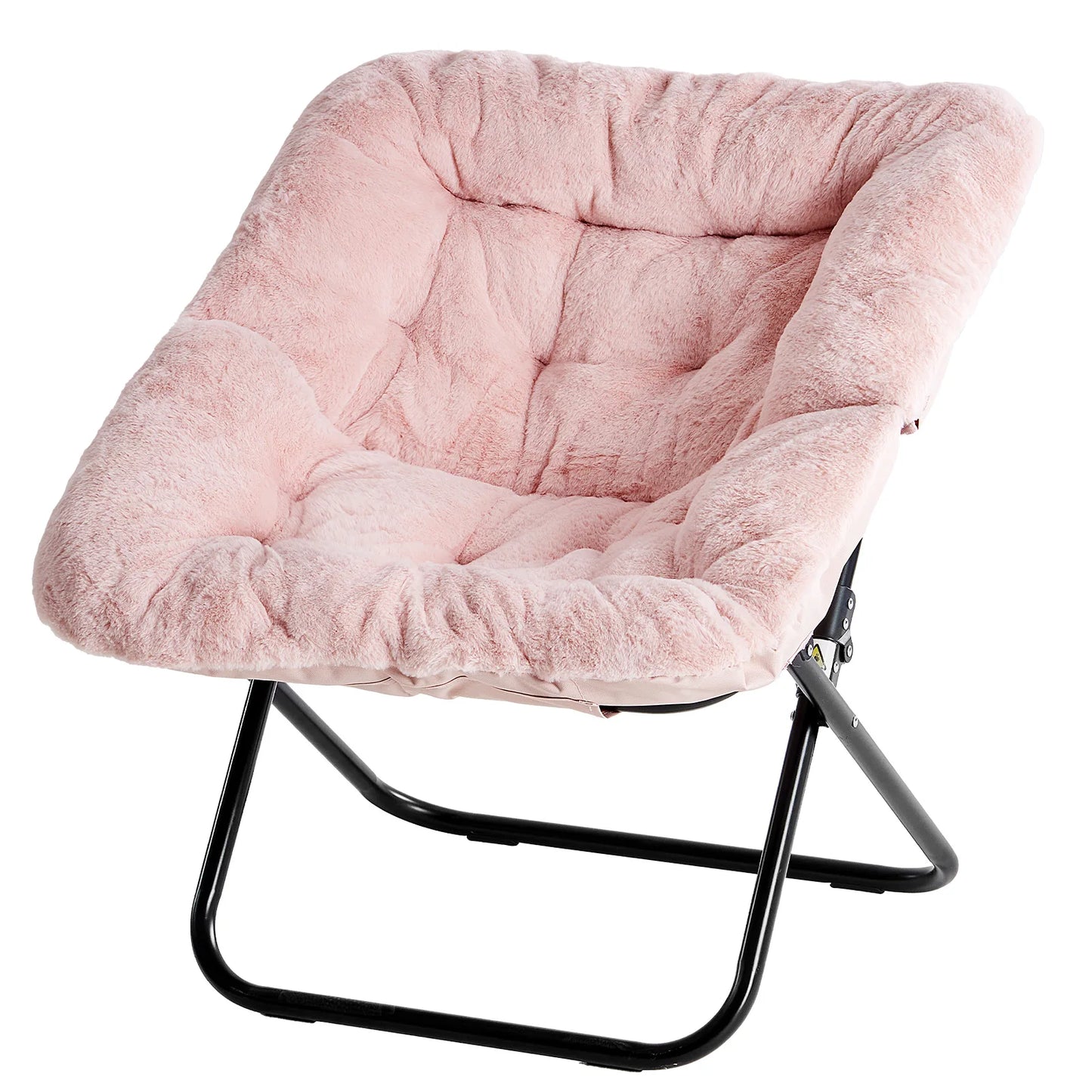 JHK Cozy Faux Fur Saucer Chair With Metal Frame Folding