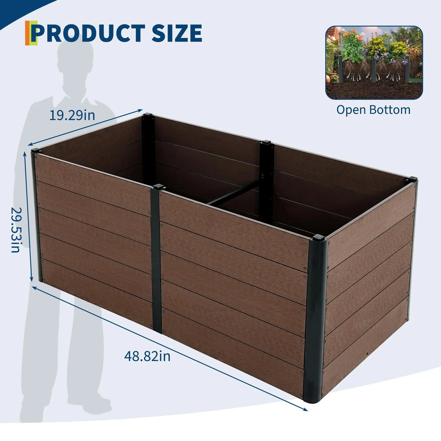 HiMISS Elevated Raised Garden Bed Durable Composite Planter Box Deep Root