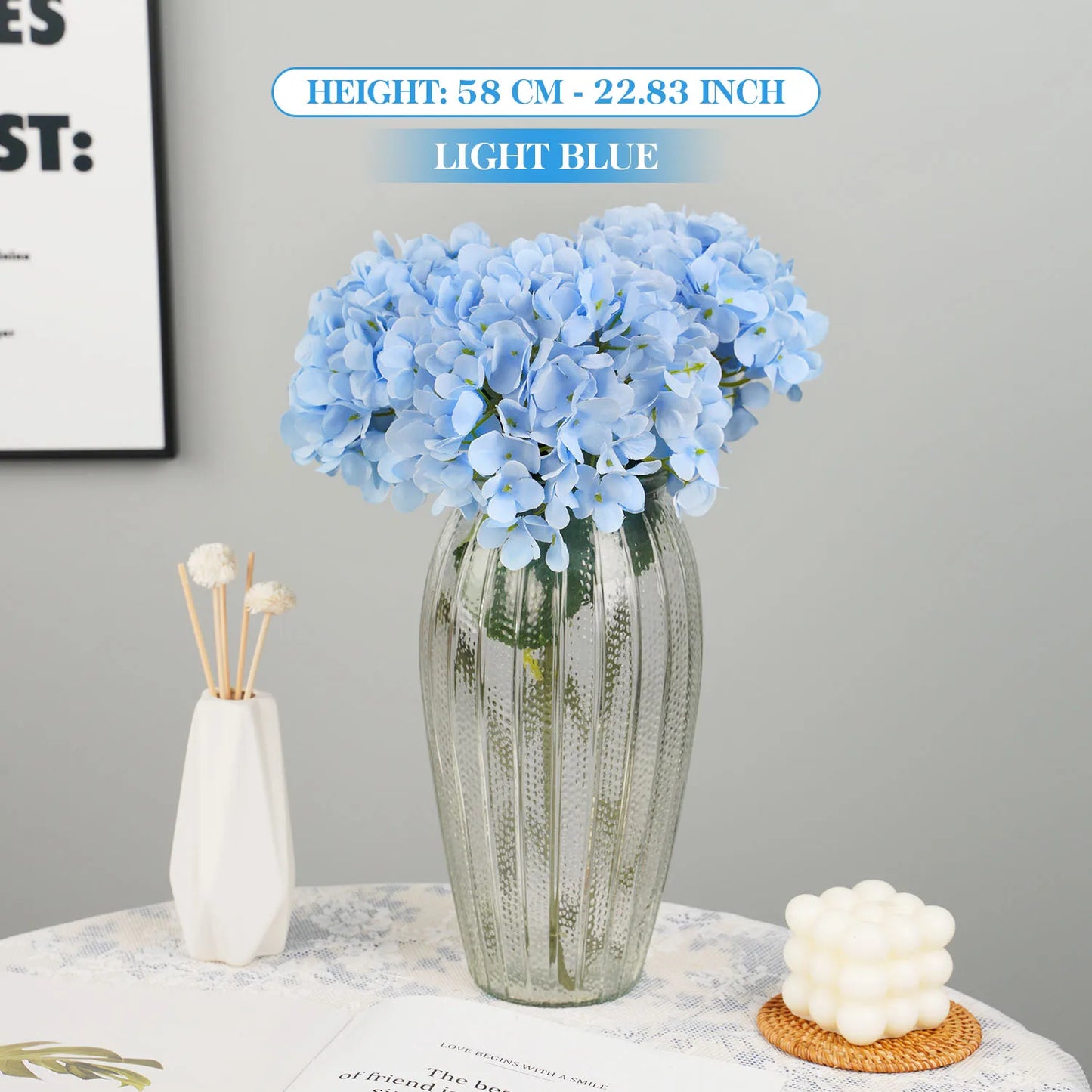 NONECN Silk Hydrangea Bouquet Artificial Flowers for Weddings and Events